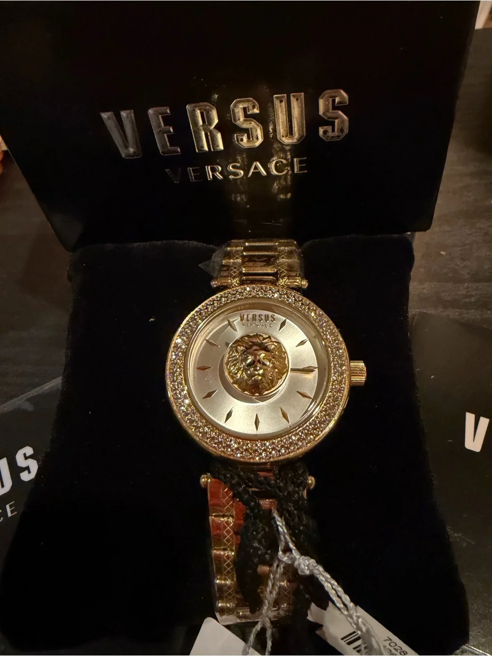 Versus Versace Gold with Sworkosky Crystal Medusa Dial Women's Bracelet Watch